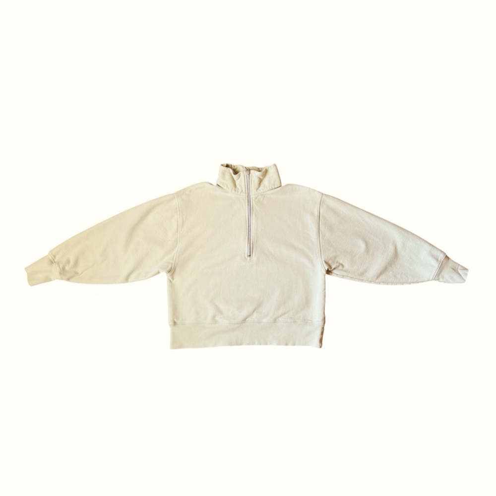 AYR | Cropped Quarter Zip Ling Sleeve Sweatshirt Green, Women’s XS - Picture 2 of 6
